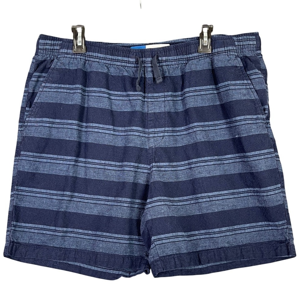 Old Navy Everyday Linen Jogger Coastal Preppy Shorts Mens XL Navy Stripe 7"